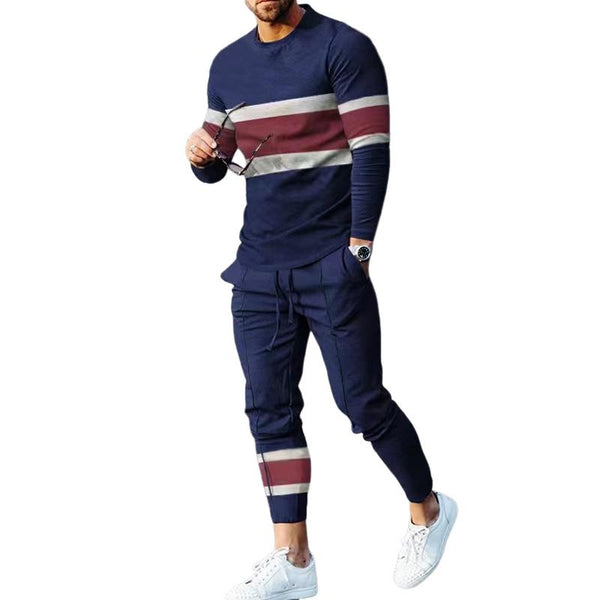 Men's Sports Casual Crew Neck Pullover Sweatshirt and Trousers Set 30423543F