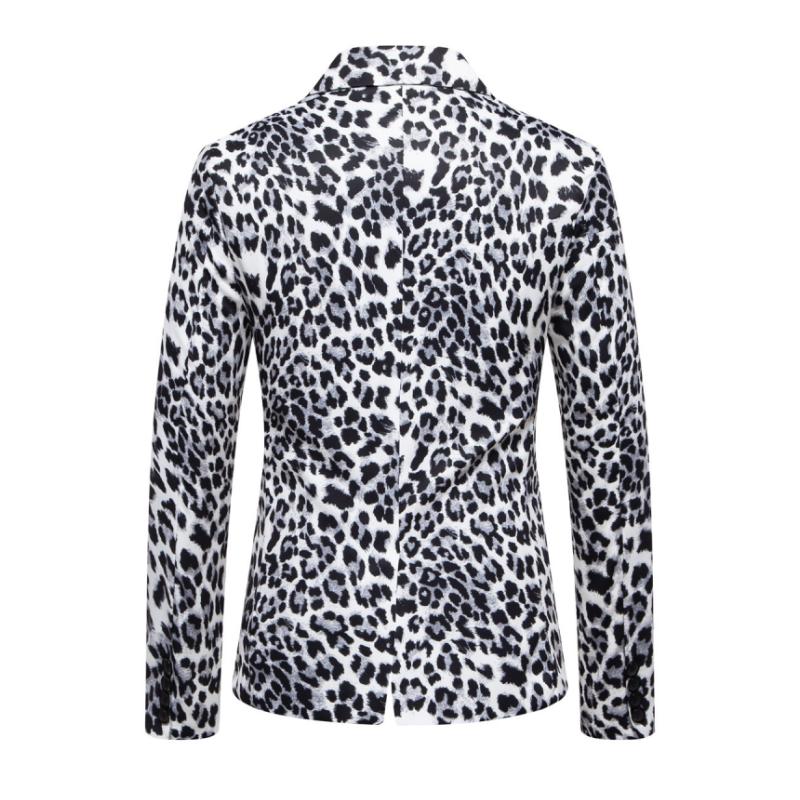 Men's Fashion Leopard Print Single-Breasted Slim Fit Blazer 42140098M