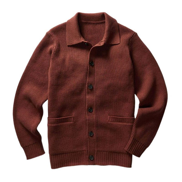 Men's Casual Solid Color Lapel Single Breasted Knitted Cardigan 45651264M