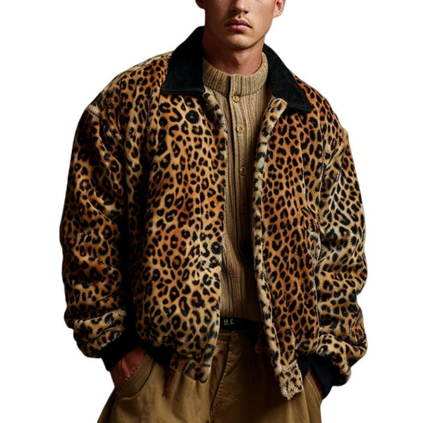 Men's Leopard Print Lapel Jacket 56088041F