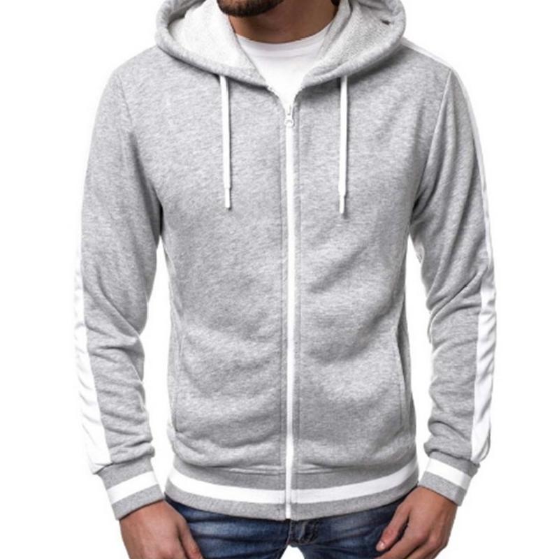 Men's Retro Casual Colorblock Zipper Drawstring Hoodie 09658298TO