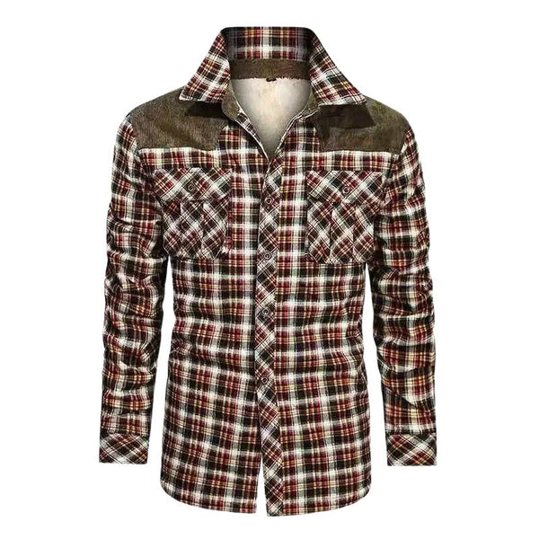 Men's Classic Casual Plaid Lapel Warm Shirt 23184504F