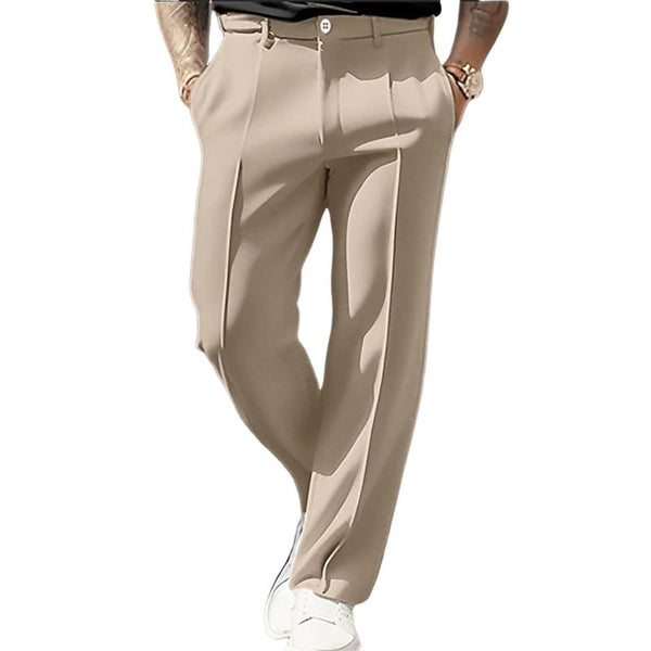 Men's Casual Solid Color Straight Breathable Suit Pants 66260244M