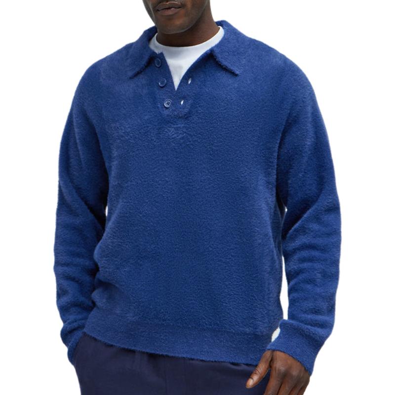 Men's Vintage Casual POLO Collar Mohair Sweater 32716757F