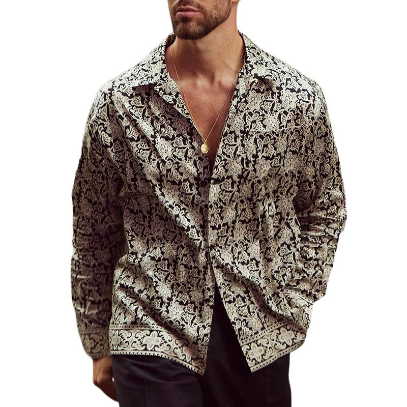 Men's Classic Vintage Print Long Sleeve Shirt 02058342K