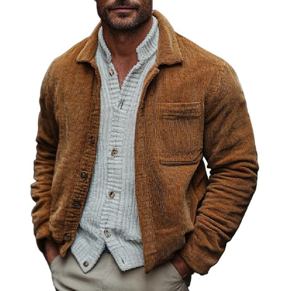 Men's Casual Warm Lapel Corduroy Jacket 07362371F