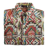 Men's Vintage Print Lapel Long-sleeved Shirt 32368091F