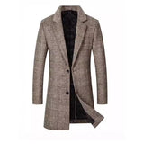 Men's Plaid Woolen Quilted Mid-Length Coat 03982232Y