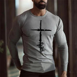 Men's Christian Print Round Neck Long Sleeve T-shirt 49812861Z