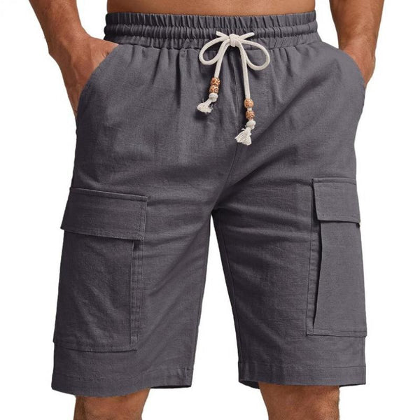 Men's Solid Color Multi-pocket Straight Cargo Shorts 29072044Z