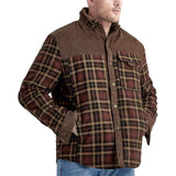 Men's Retro Check Stitching Corduroy Lining Plush Warm Jacket 19396468Y