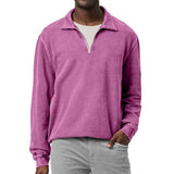 Men's Casual Solid Color Half Zip Lapel Loose Sweatshirt 01604758M