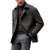 Men's Retro Dark Green Plaid Mid-Length Coat 44268613U