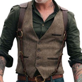 Men's Vintage Classic British Style Slim Button Multi-pocket Vest 68909139K