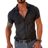 Men's Casual Cotton Linen Short-sleeved Shirts 93759004TO
