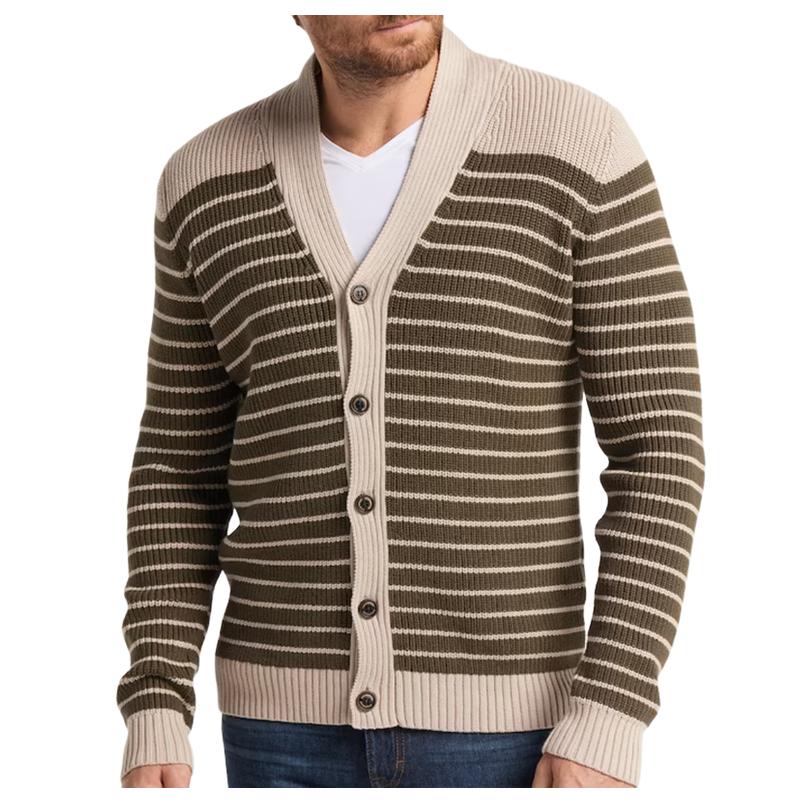 Men's Casual V-neck Striped Long Sleeve Cardigan 71657895F