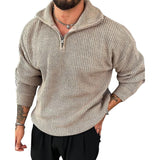 Men's Solid Color Pullover Half Zip Knitted Sweater 30777296X