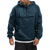 Men's Solid Color Multi-pocket Long Sports Casual Hoodie 20490694Z