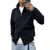 Men's Casual Solid Color Fleece Large Pocket Zipper Loose Hoodie Jacket 96210118M