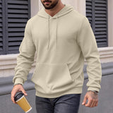 Men's Casual Waffle Solid-Color Hooded Sweatshirt 76616607Y