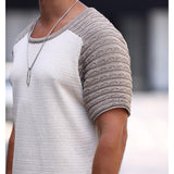 Men's Colorblock Knitted Crew Neck Short Sleeve Pullover 56951255Y