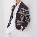 Men's Vintage Knitted Jacquard Pattern Cardigan 82870828Y