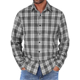 Men's Casual Plaid Long Sleeve Shirt 36586352Y