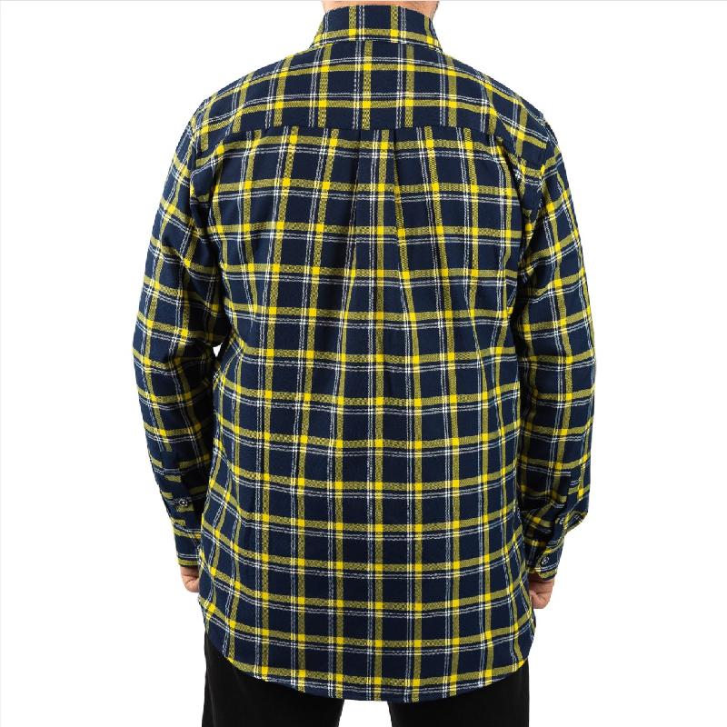 Men's Vintage Yellow Plaid Lapel Long Sleeve Shirt 01329292F