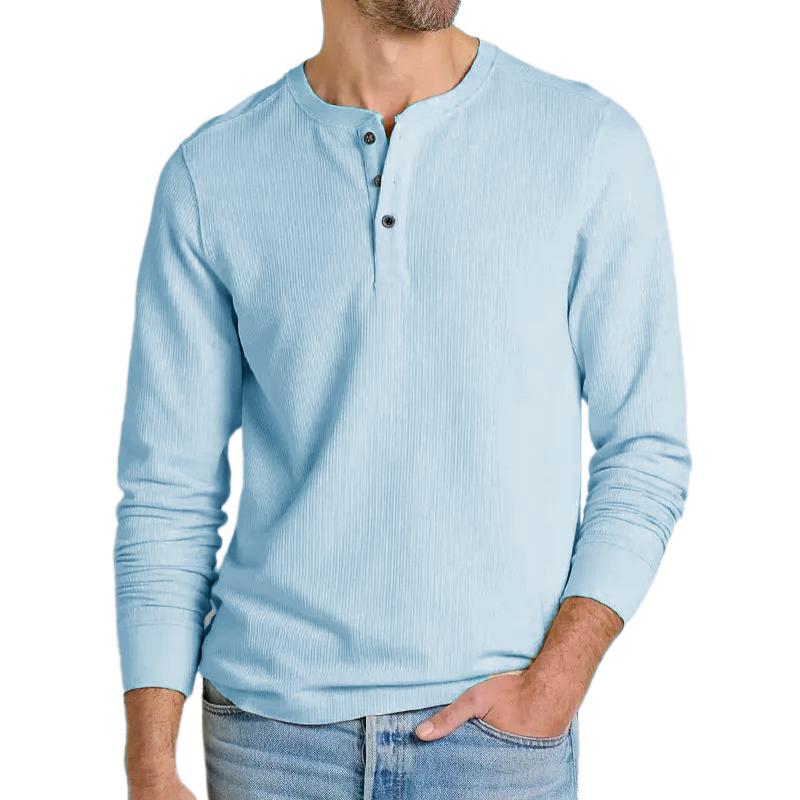 Men's Solid Color Henley Collar Long Sleeve Sweatshirt 29029887Y