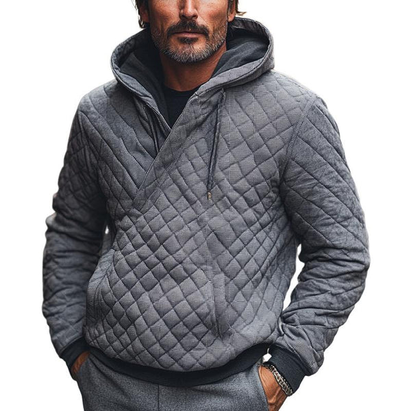 Men's Casual Quilted Embossed Thickened Hoodie 44828122F