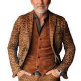 Men's Vintage Suede Leopard Print Single Breasted Blazer 45762205Y