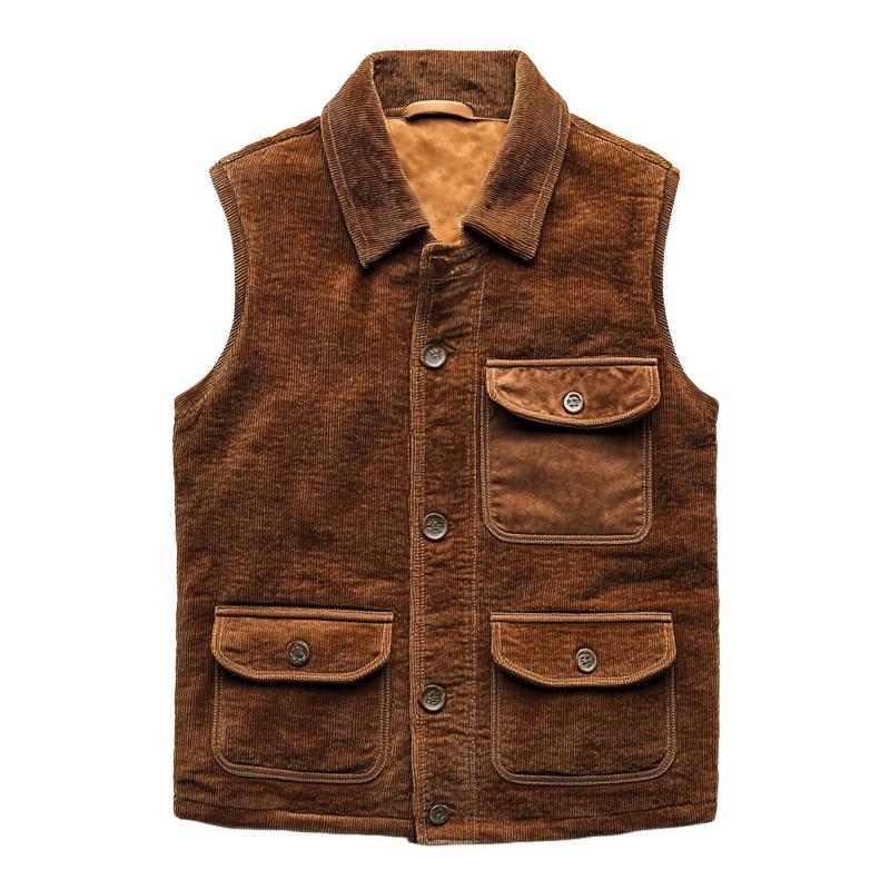 Men's Vintage Corduroy Lapel Vest 99355886U