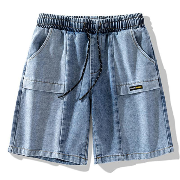 Men's Patchwork Loose Workwear Casual Denim Shorts 92510499M