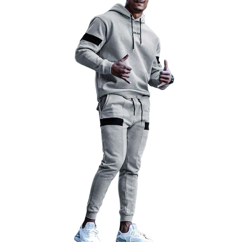 Men's Casual Hooded Long Sleeve Sweatshirt and Sweatpants Set 95487531K