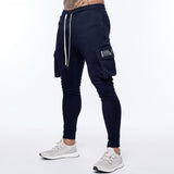 Men's Solid Color Multi-pocket Elastic Waist Sports Trousers 06988156Z