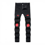 Men's Fashion  Colorblock Distressed Hole Slim Jeans 52424238Z