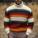 Men's Classic Turtleneck Pullover Striped Sweater 63406780F