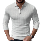 Men's Solid Color Lapel Long Sleeve Casual Polo Shirt 30981542Z