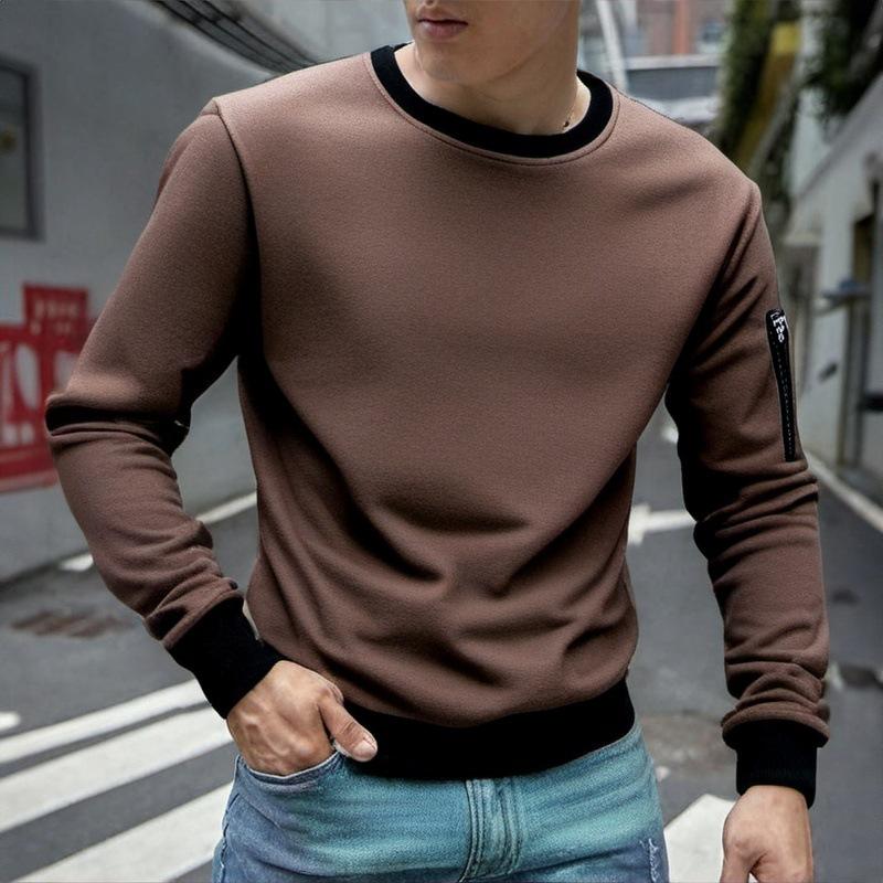 Men's Colorblock Polar Fleece Round Neck Long Sleeve Outdoor Casual Sweatshirt 17641777Z