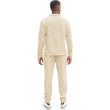 Men's Casual Jacquard Zipper Lapel Long Sleeve Polo Shirt Sports Pants Set 22827630M