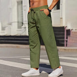 Men's Solid Color Cotton And Linen Loose Straight Casual Pants 09532429Z