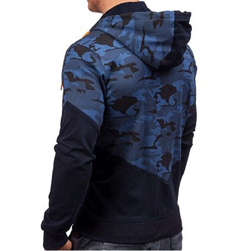 Men's Retro Casual Camouflage Zipper Hoodie 72109651TO