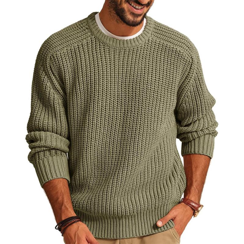 Men's Casual Solid Color Round Neck Loose Knitted Sweater 84172686M