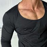 Men's Retro Casual Solid Color Round Neck Long Sleeve T-Shirt 70854756TO