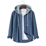 Men's Casual Solid Color Waffle Hooded Shirt 58756257Y