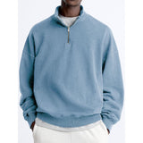 Men's Casual Solid Color Half Zip Turtleneck Long Sleeve Sweatshirt 20124824Y