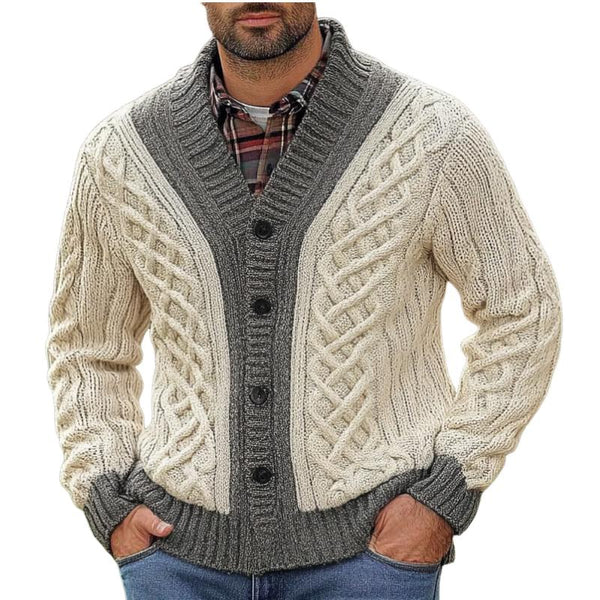 Men's Simple Casual Colorblock Knit Cardigan 89423689F