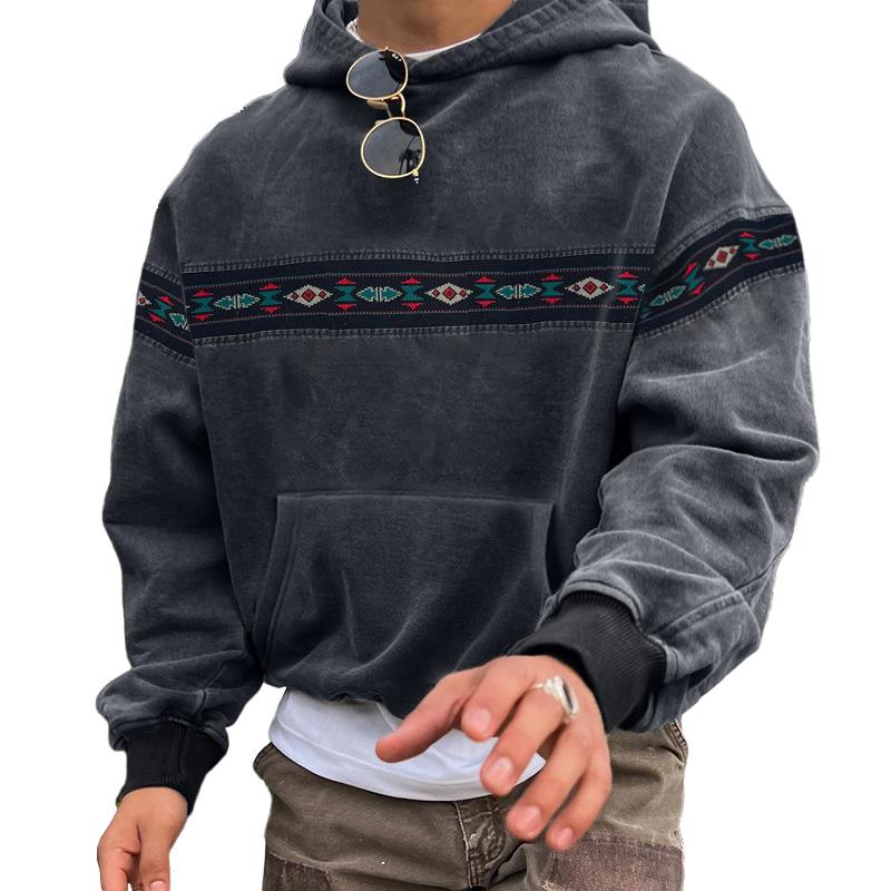 Men's Retro Graphic Long Sleeve Loose Casual Hoodie 39407373Z