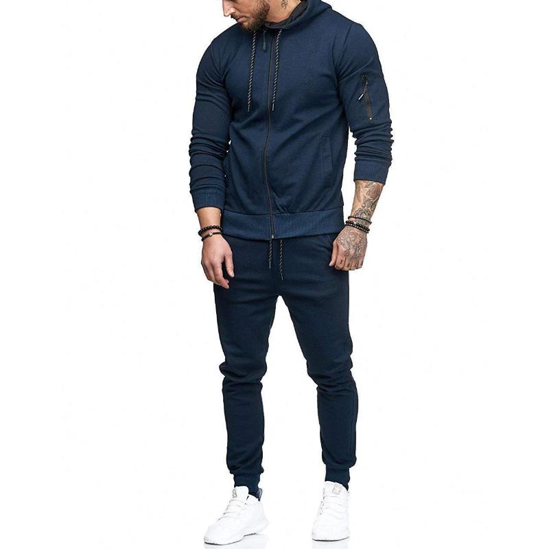 Men's Casual Sports Hooded Sweatshirt and Sweatpants Set 30695619F