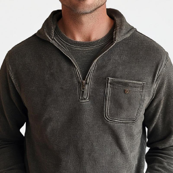 Men's Vintage Corduroy Half-Zip Hoodie Sweatshirt 78088344Y